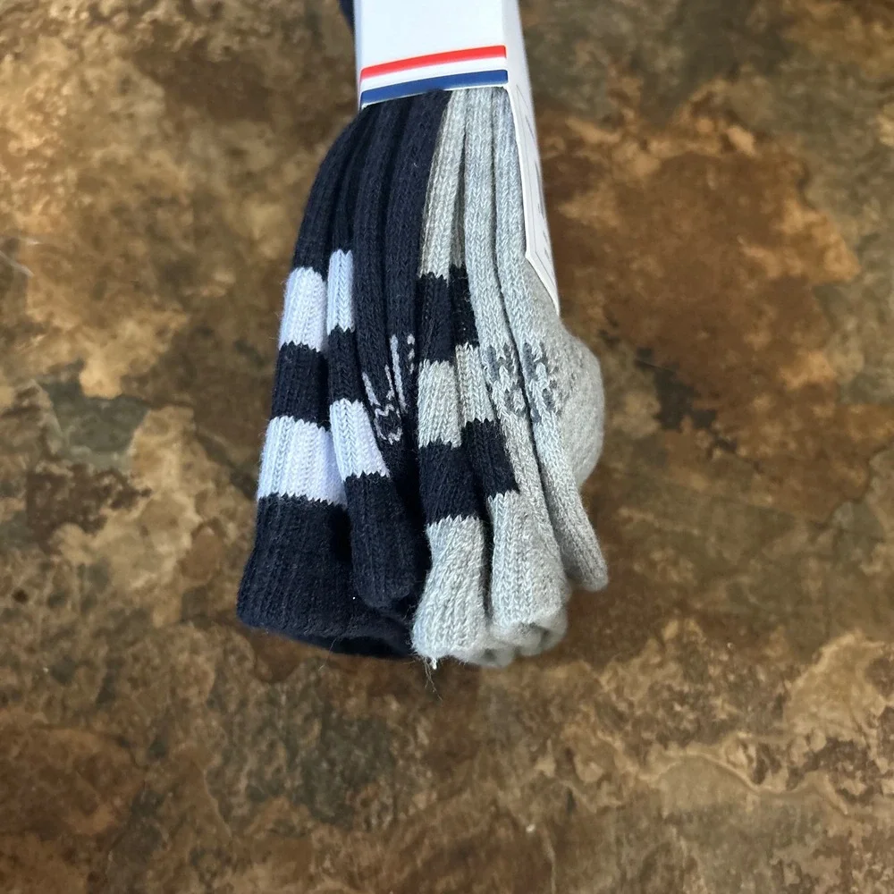 Fruit Of The Loom 2 Pair Crew Mens Shoe Size 6-12 Navy Blue Gray Sock